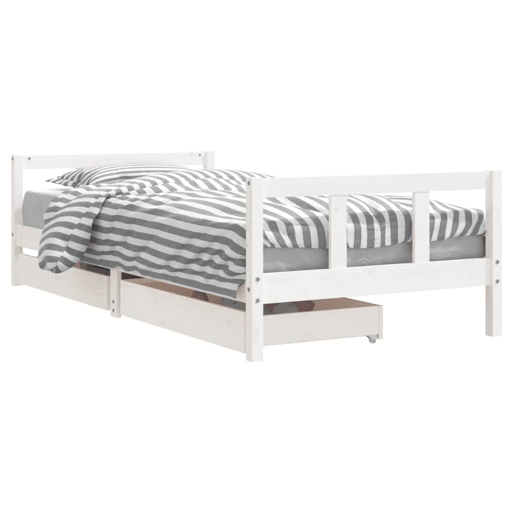 Kinderbedframe 90x200 cm massief grenenhout wit