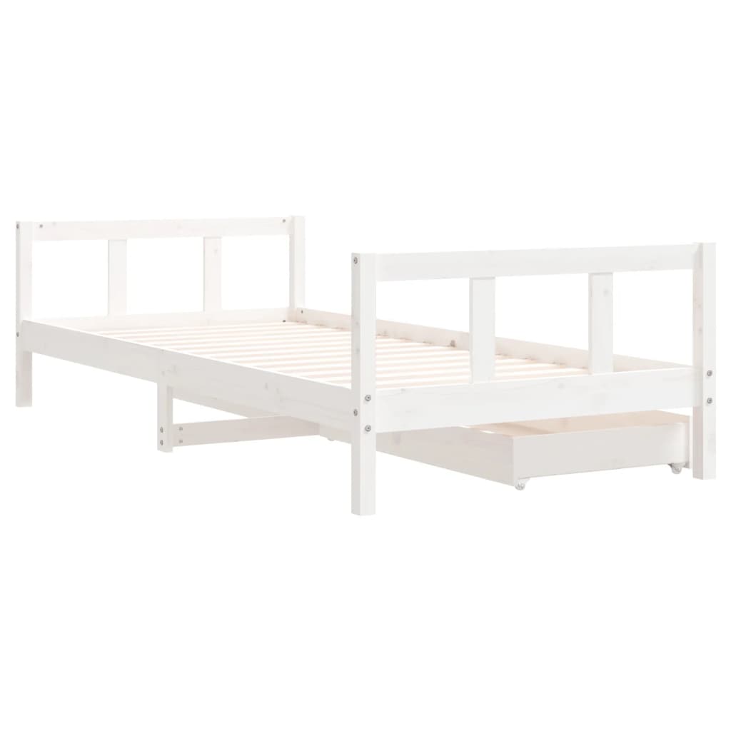 Kinderbedframe 90x200 cm massief grenenhout wit