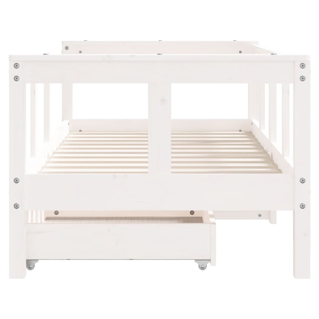 Kinderbedframe met lades 70x140 cm massief grenenhout wit