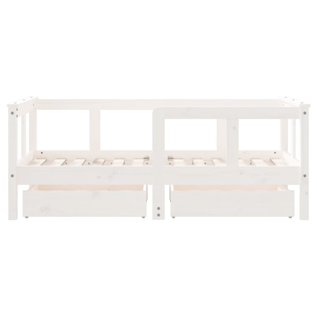 Kinderbedframe met lades 70x140 cm massief grenenhout wit