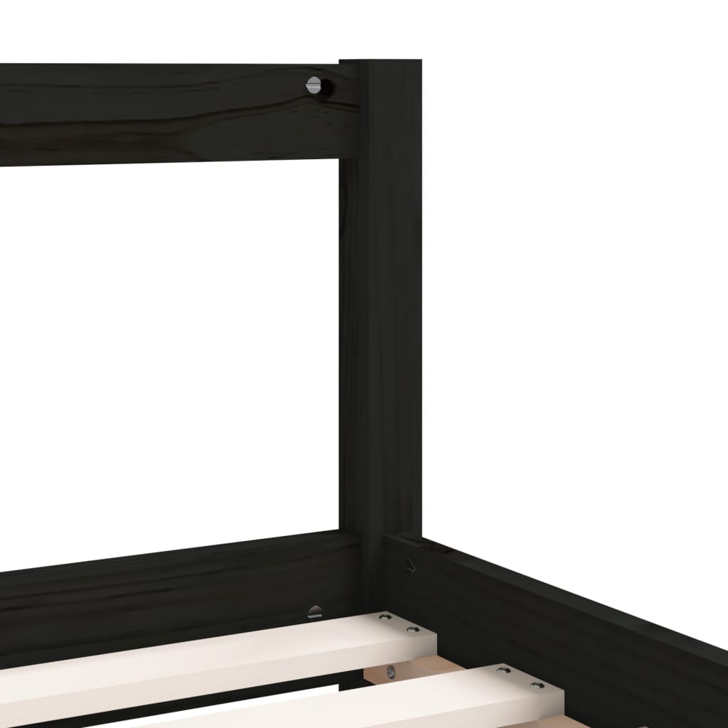 Kinderbedframe met lades 80x160 cm massief grenenhout zwart
