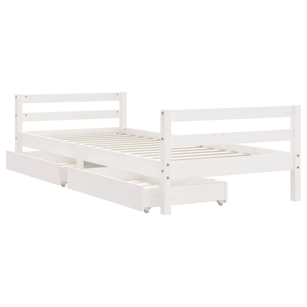 Kinderbedframe met lades 80x200 cm massief grenenhout wit