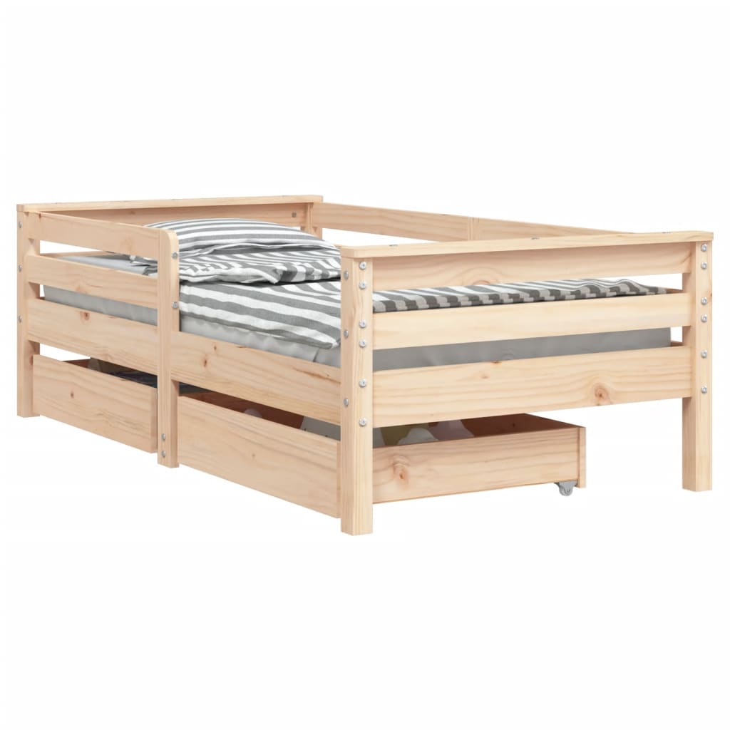 Kinderbedframe met lades 70x140 cm massief grenenhout