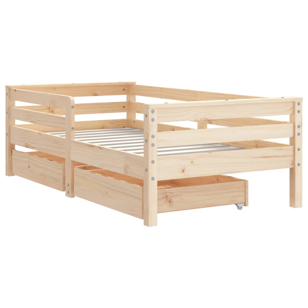 Kinderbedframe met lades 70x140 cm massief grenenhout