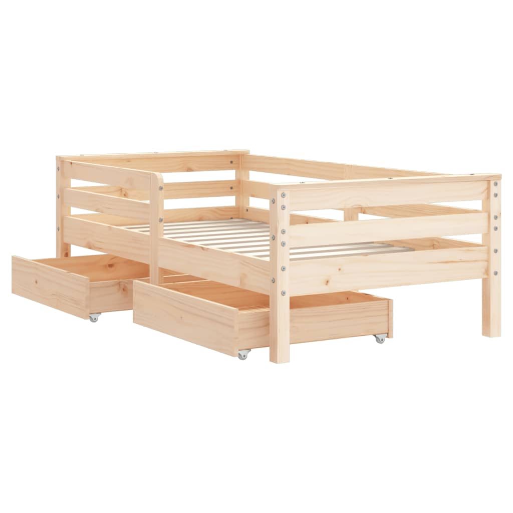 Kinderbedframe met lades 70x140 cm massief grenenhout
