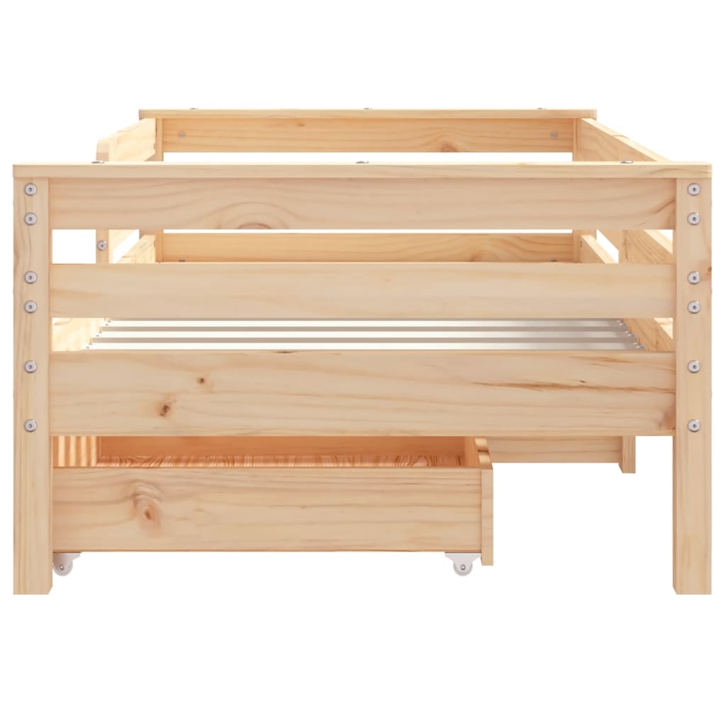Kinderbedframe met lades 70x140 cm massief grenenhout