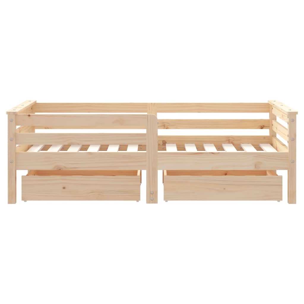 Kinderbedframe met lades 70x140 cm massief grenenhout