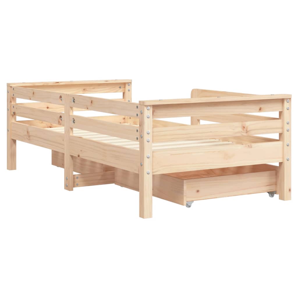 Kinderbedframe met lades 70x140 cm massief grenenhout