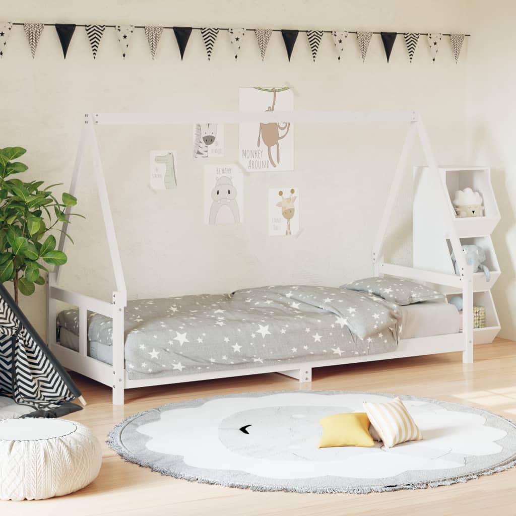Kinderbedframe 80x200 cm massief grenenhout wit