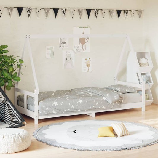 Kinderbedframe 80x200 cm massief grenenhout wit