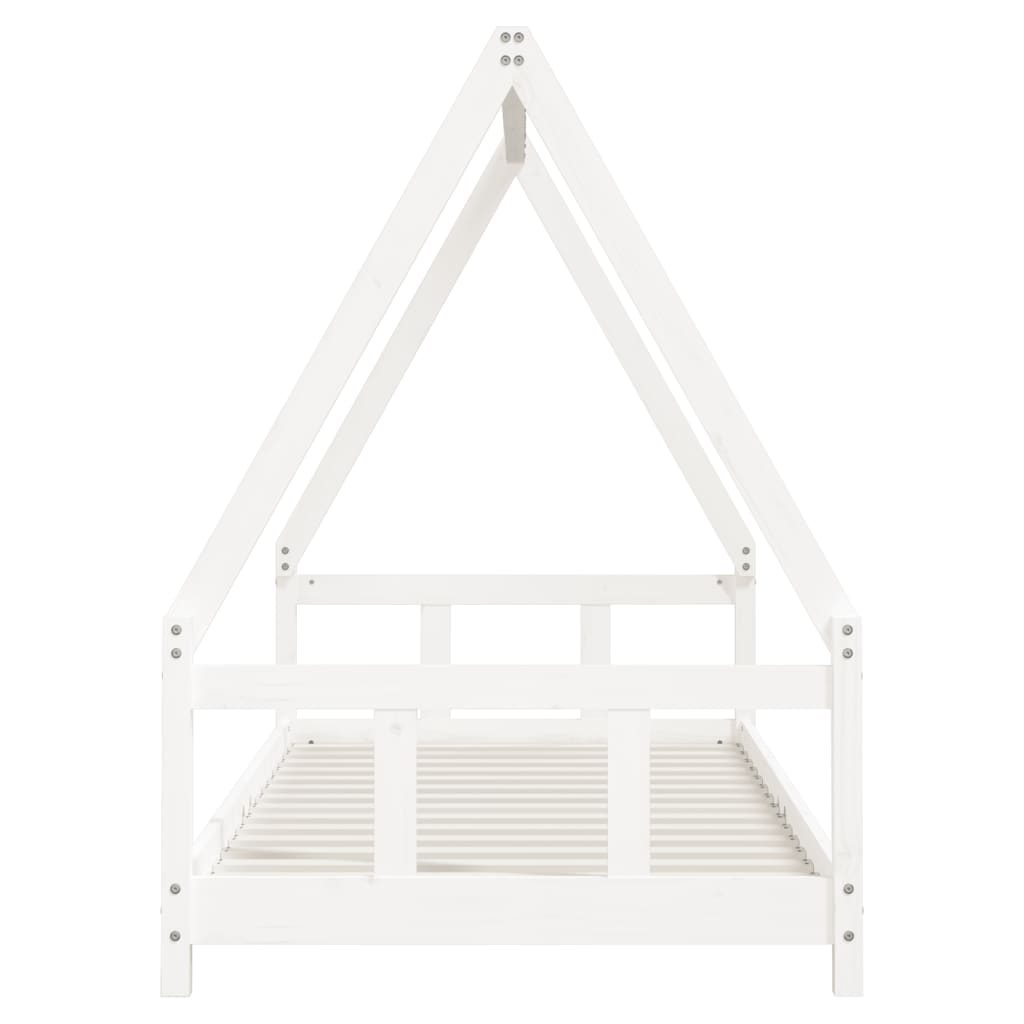 Kinderbedframe 90x200 cm massief grenenhout wit