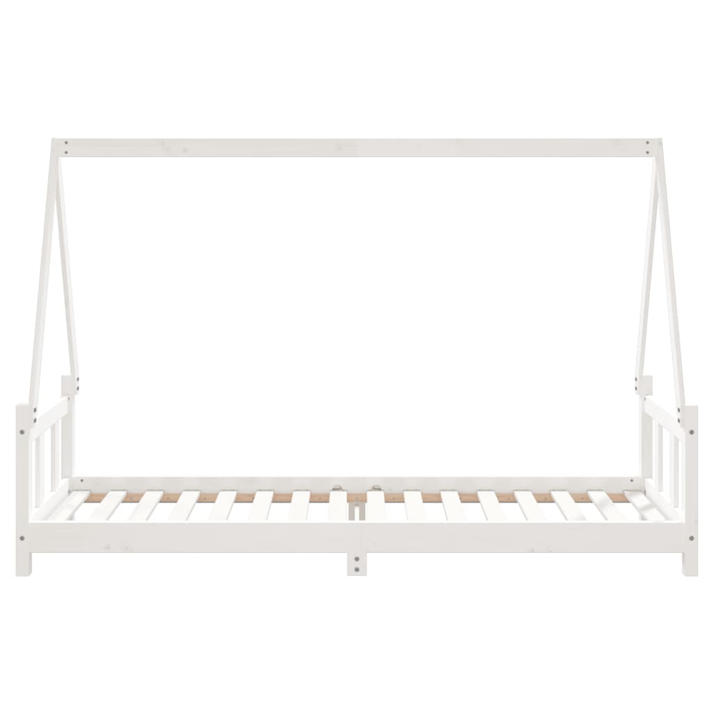 Kinderbedframe 90x200 cm massief grenenhout wit