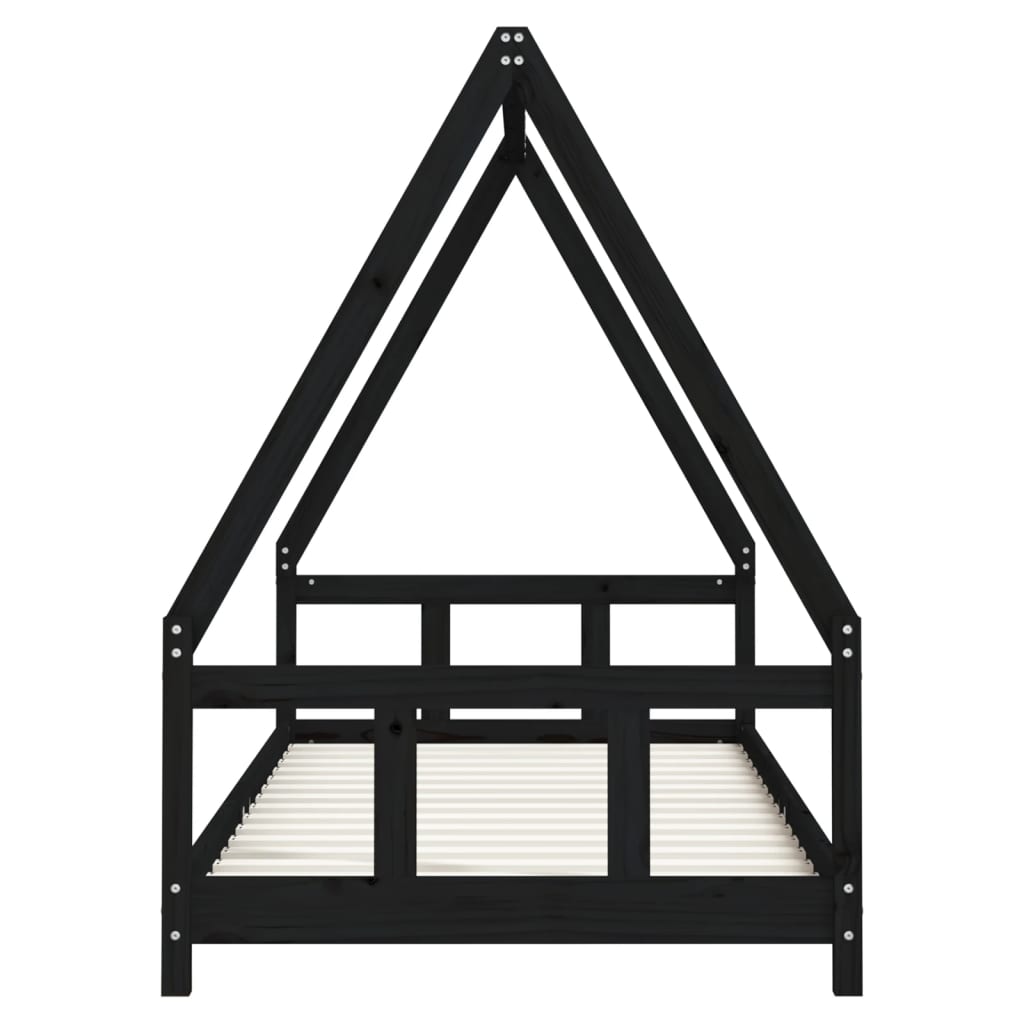 Kinderbedframe 90x200 cm massief grenenhout zwart