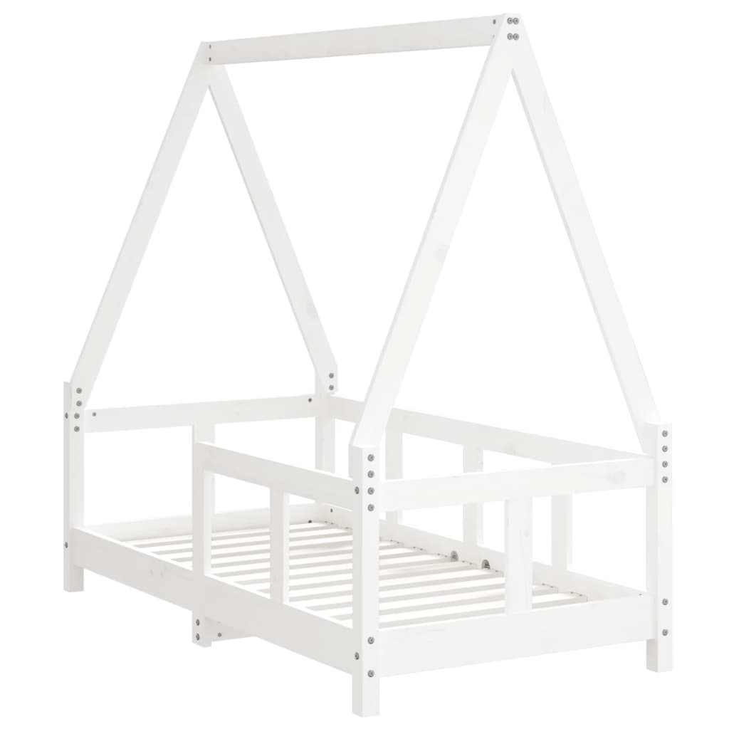 Kinderbedframe 70x140 cm massief grenenhout wit