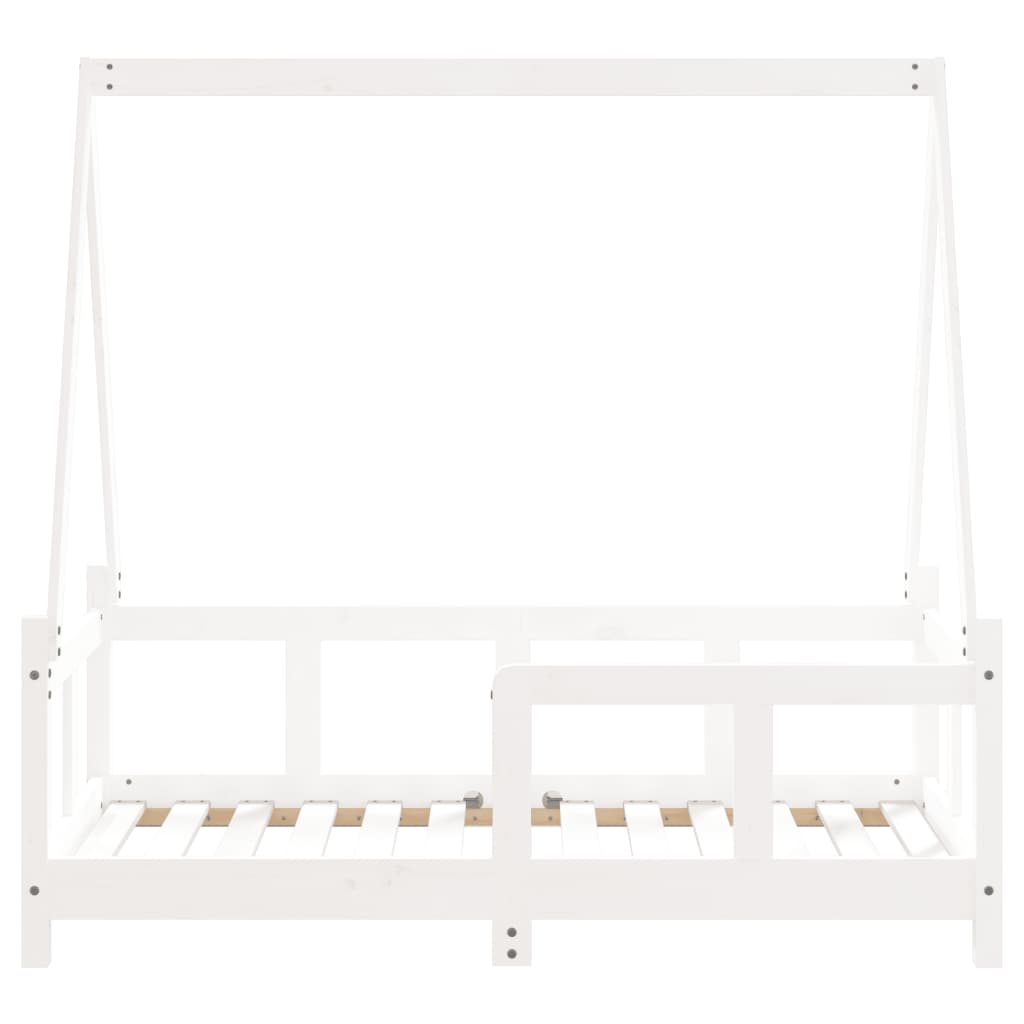 Kinderbedframe 70x140 cm massief grenenhout wit