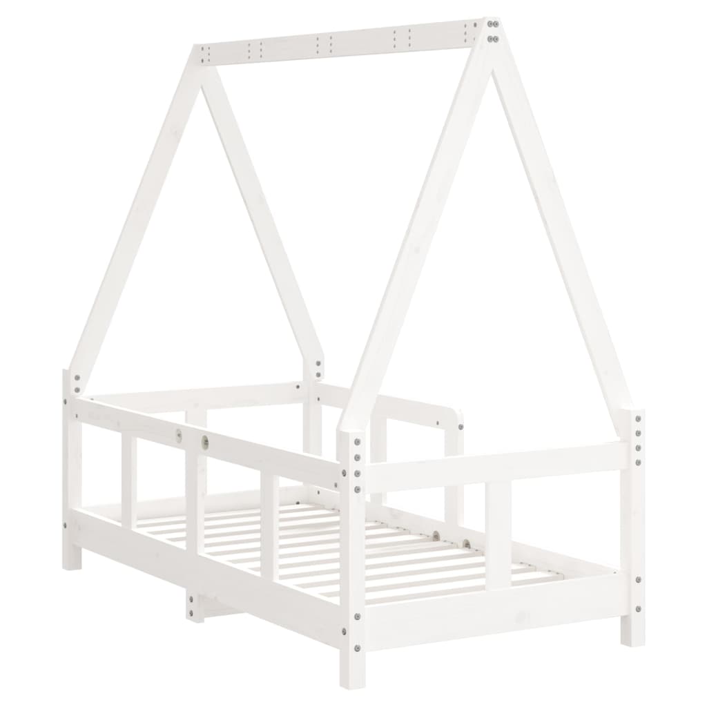 Kinderbedframe 70x140 cm massief grenenhout wit