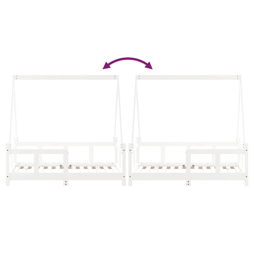 Kinderbedframe 70x140 cm massief grenenhout wit