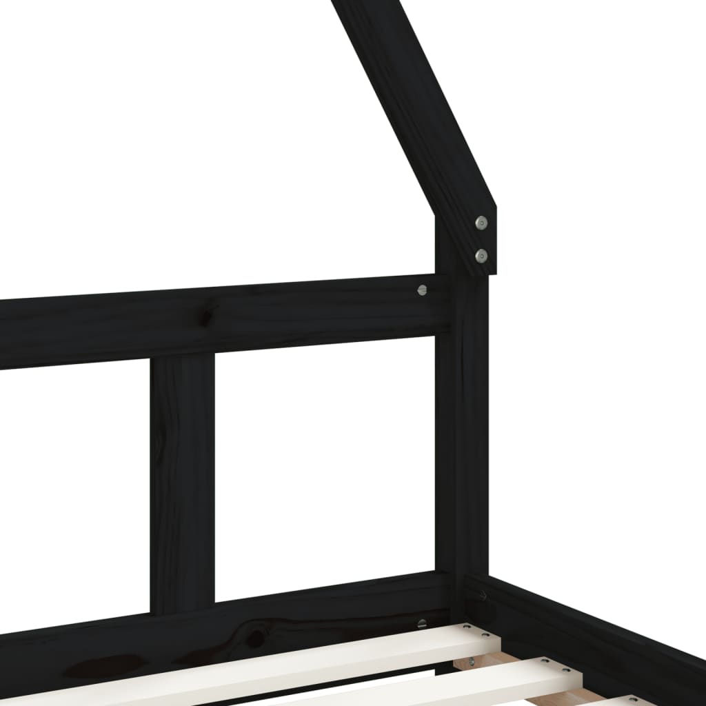 Kinderbedframe 90x190 cm massief grenenhout zwart