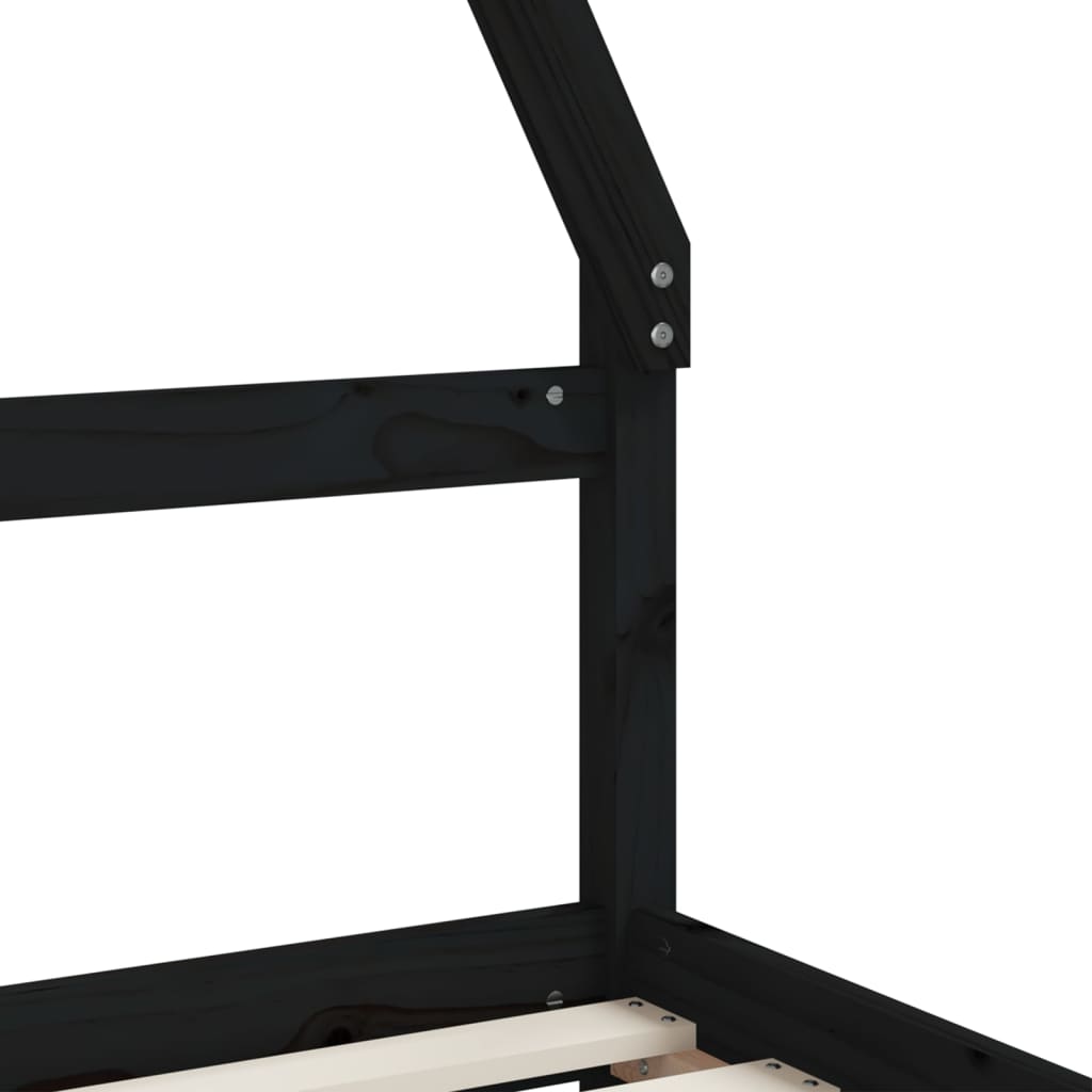 Kinderbedframe met lades 90x200 cm massief grenenhout zwart