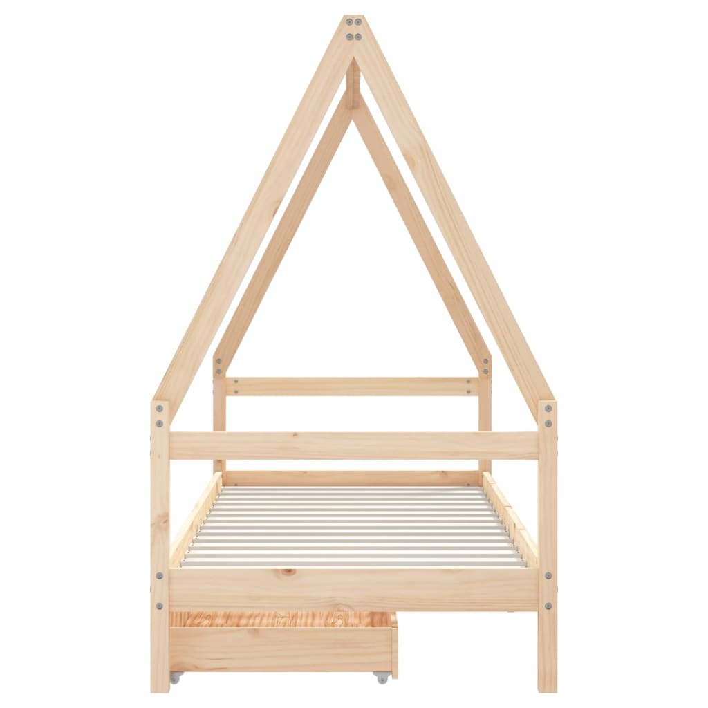 Kinderbedframe met lades 90x190 cm massief grenenhout