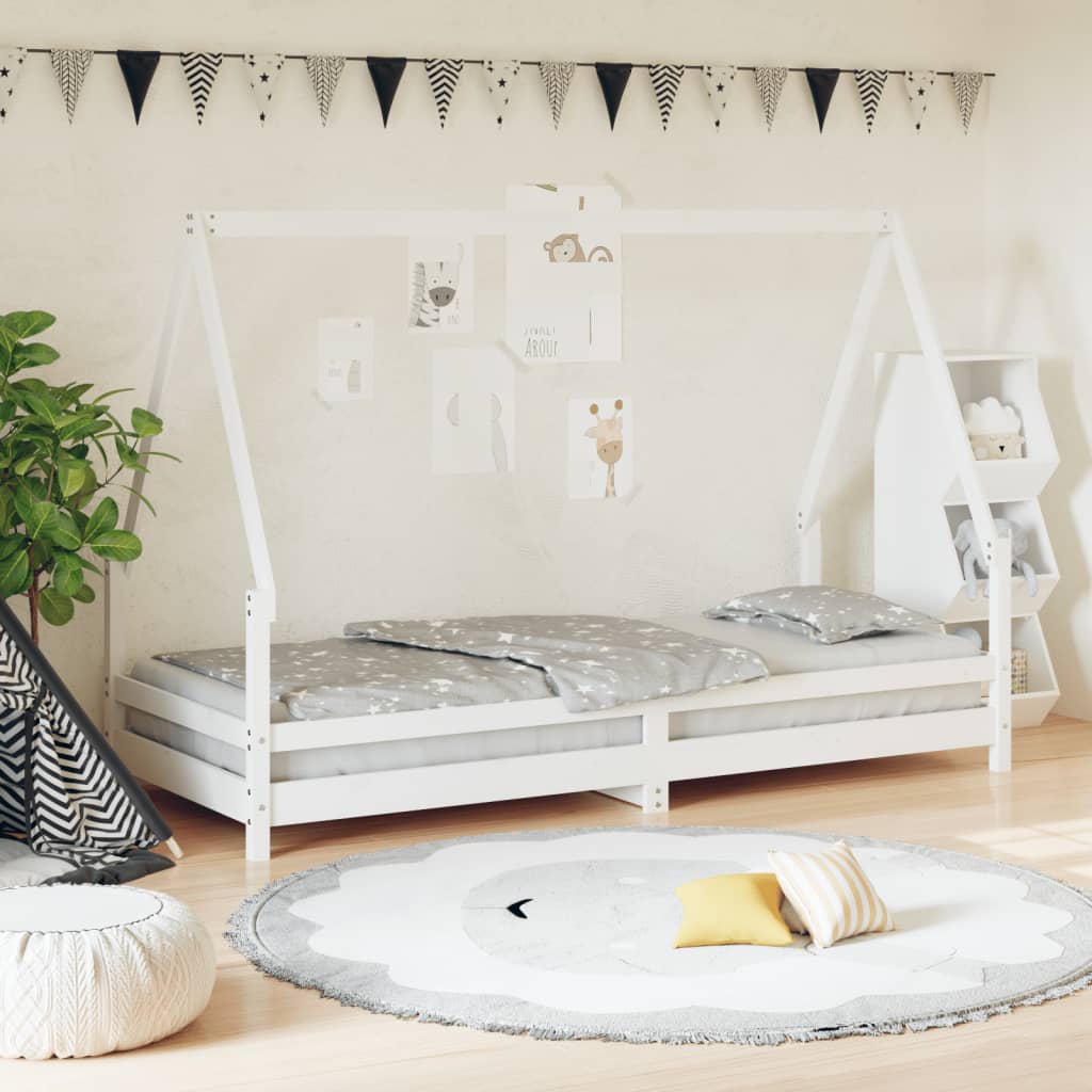 Kinderbedframe 80x200 cm massief grenenhout wit