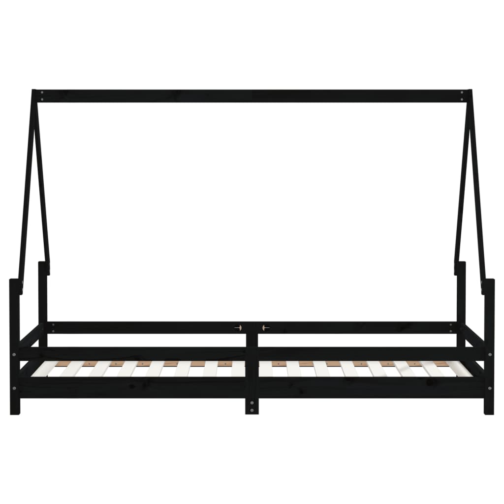 Kinderbedframe 80x200 cm massief grenenhout zwart
