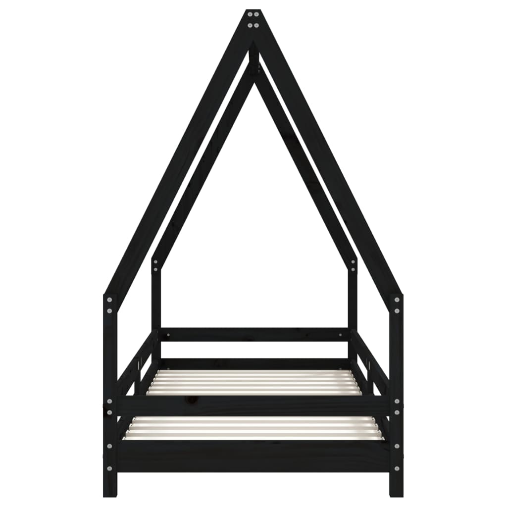Kinderbedframe 90x200 cm massief grenenhout zwart