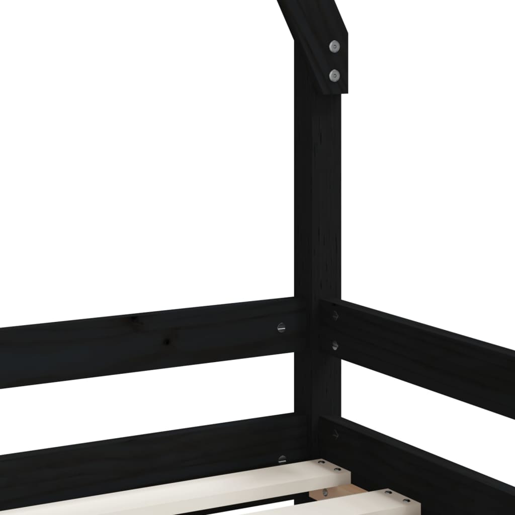 Kinderbedframe 90x200 cm massief grenenhout zwart