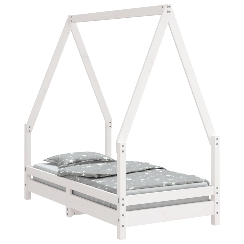 Kinderbedframe 70x140 cm massief grenenhout wit
