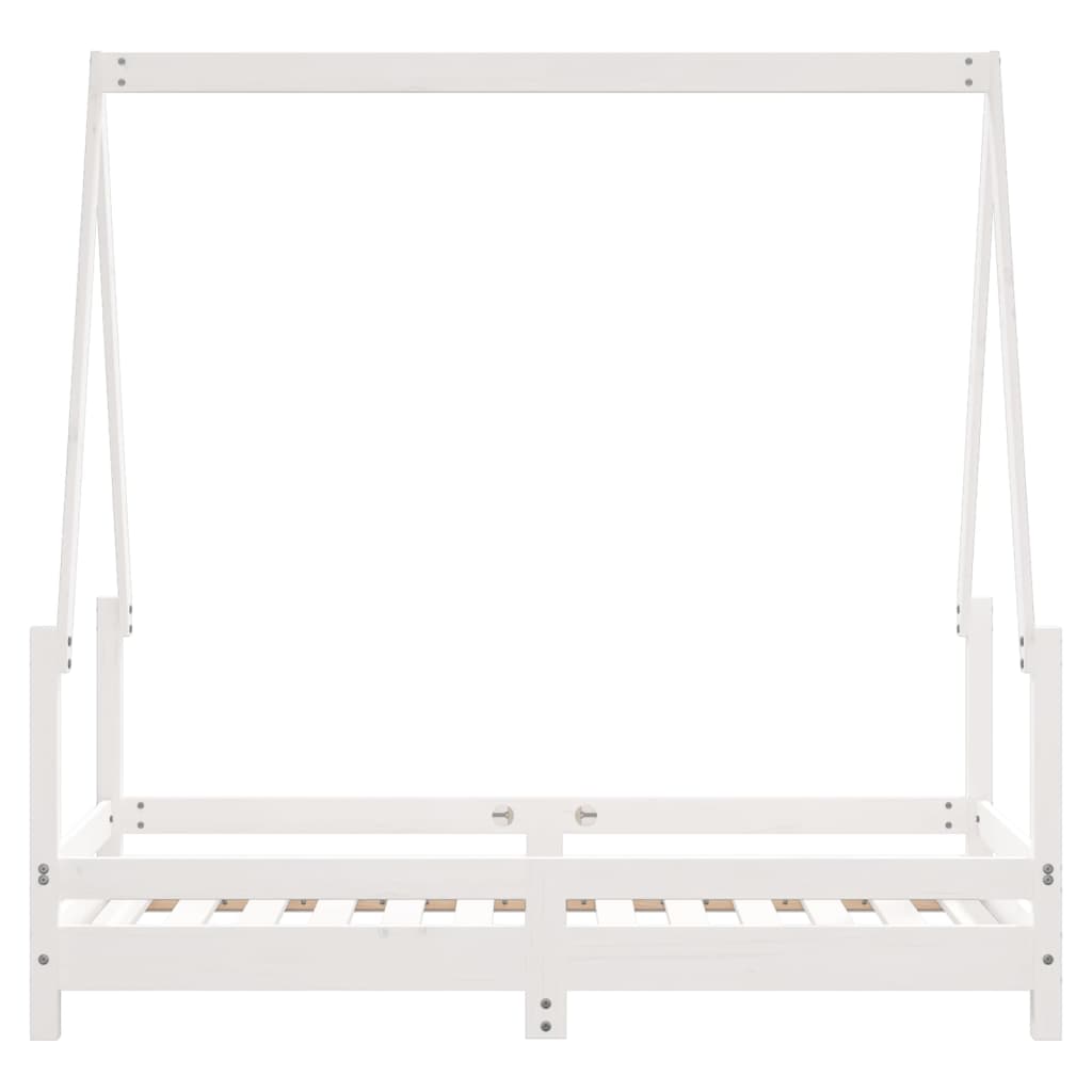 Kinderbedframe 70x140 cm massief grenenhout wit