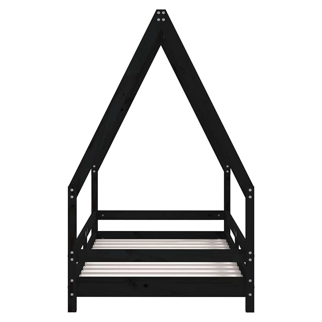 Kinderbedframe 80x160 cm massief grenenhout zwart