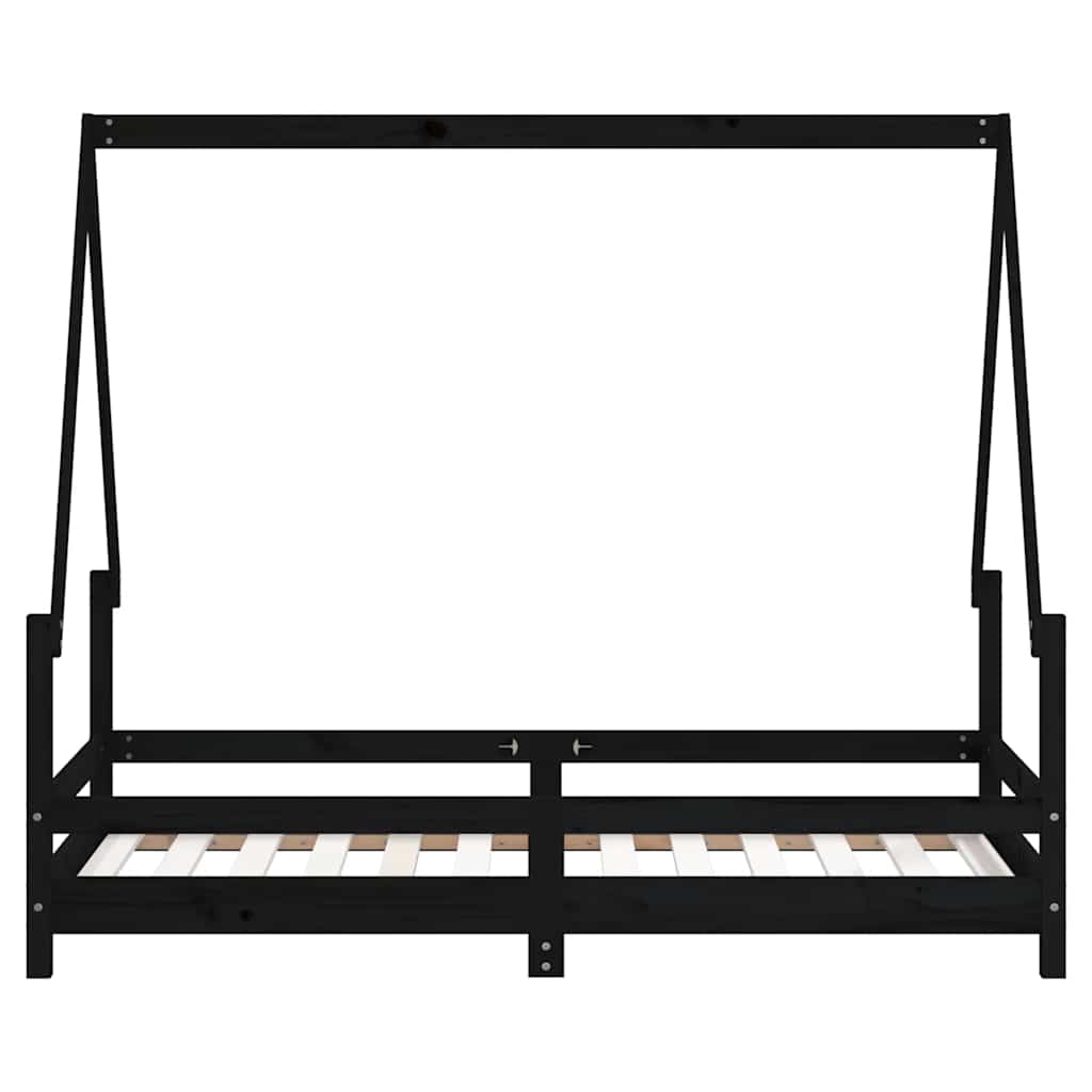 Kinderbedframe 80x160 cm massief grenenhout zwart