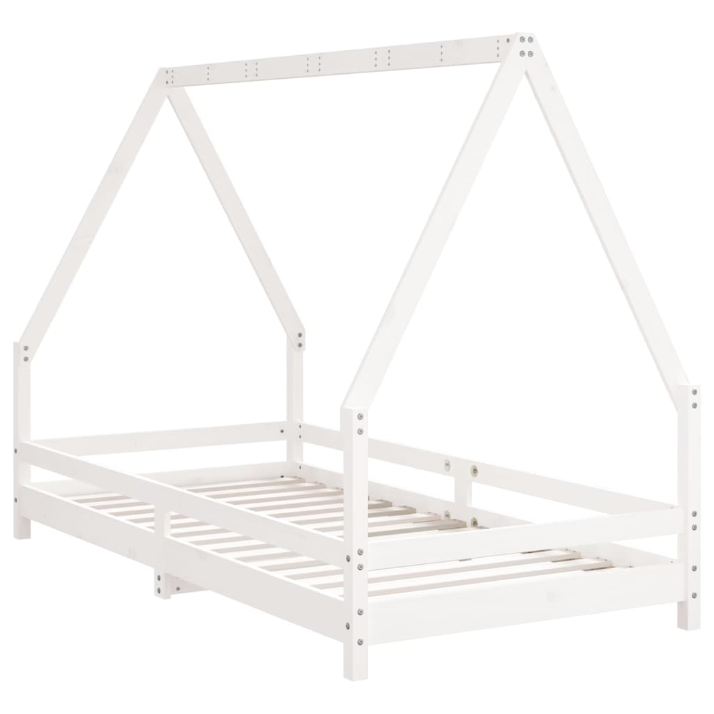 Kinderbedframe 90x190 cm massief grenenhout wit