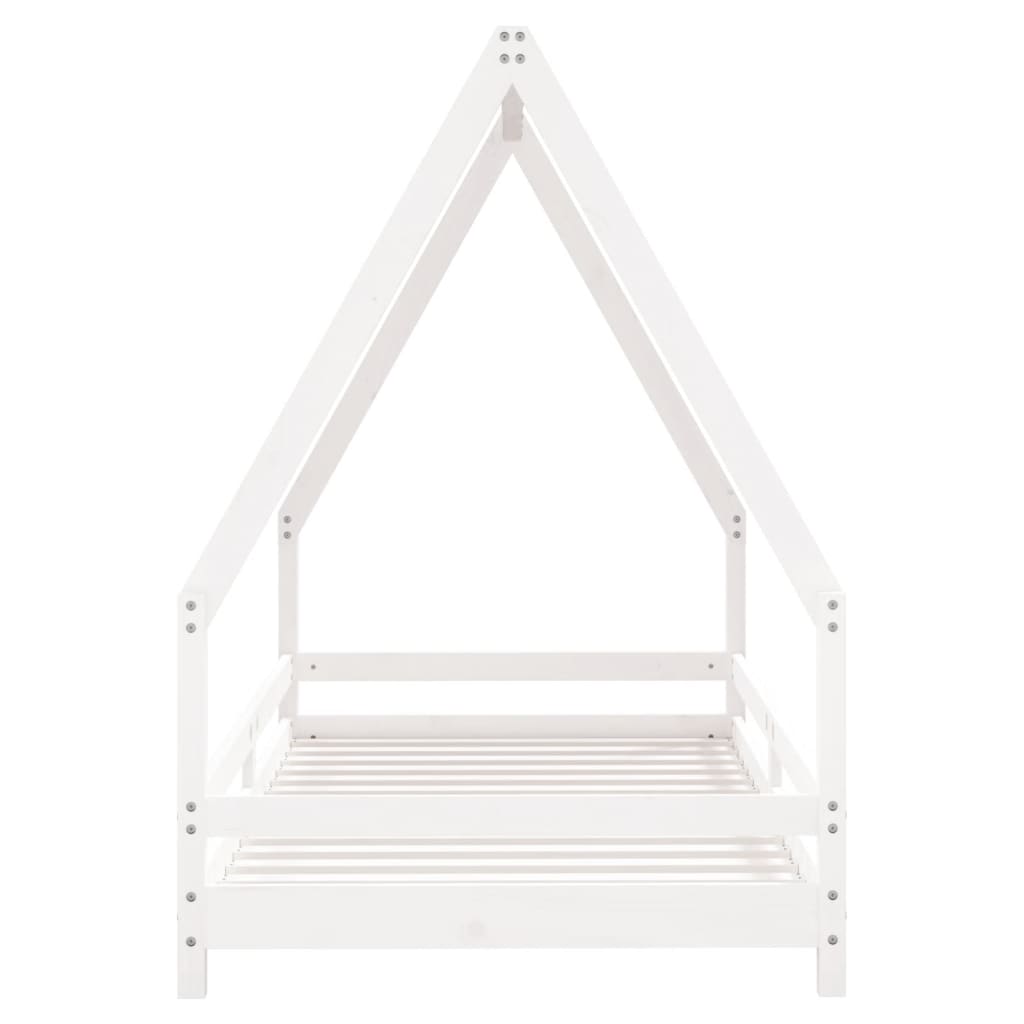 Kinderbedframe 90x190 cm massief grenenhout wit