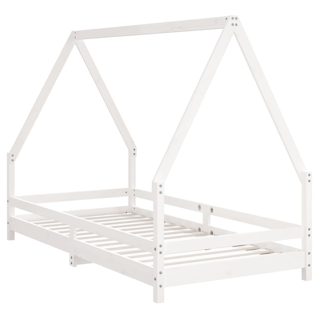 Kinderbedframe 90x190 cm massief grenenhout wit