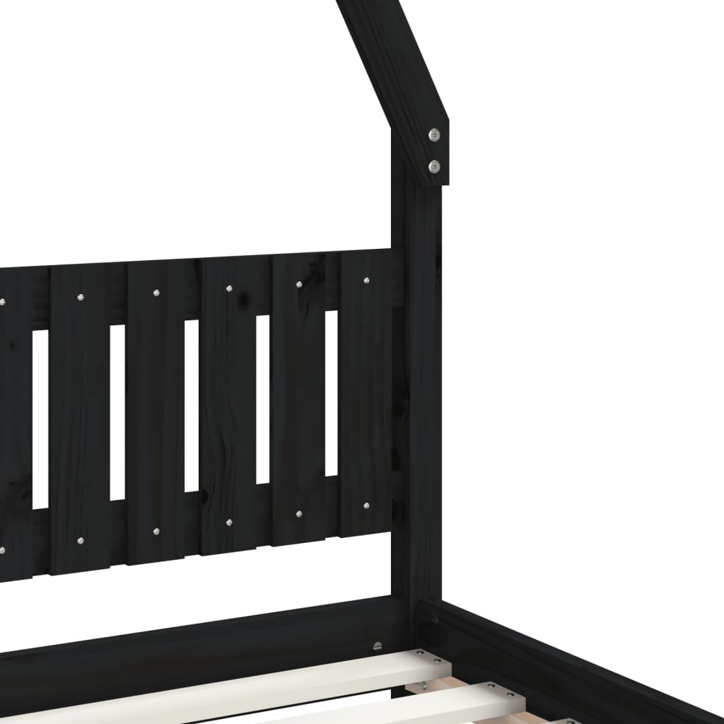 Kinderbedframe 80x200 cm massief grenenhout zwart