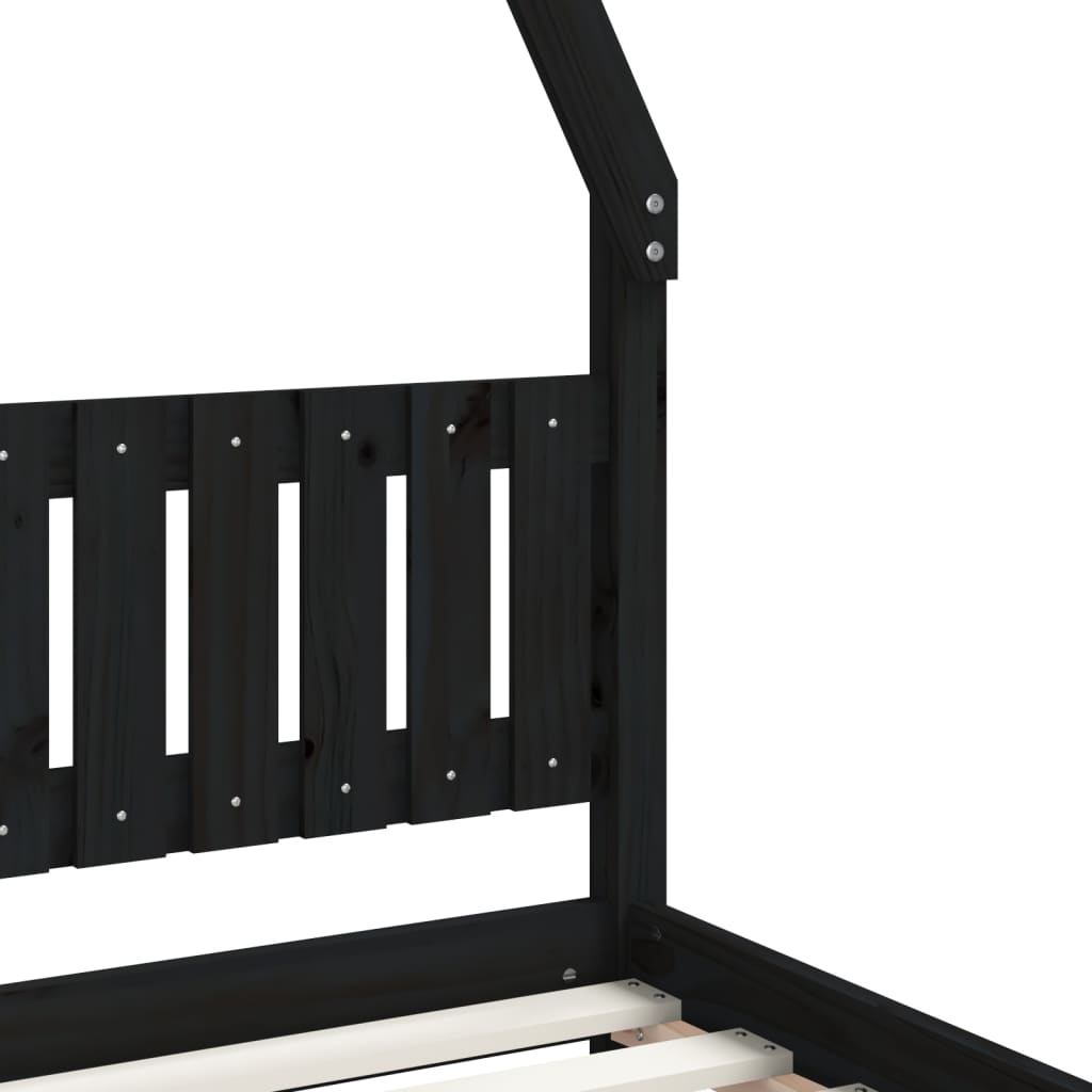 Kinderbedframe 90x200 cm massief grenenhout zwart
