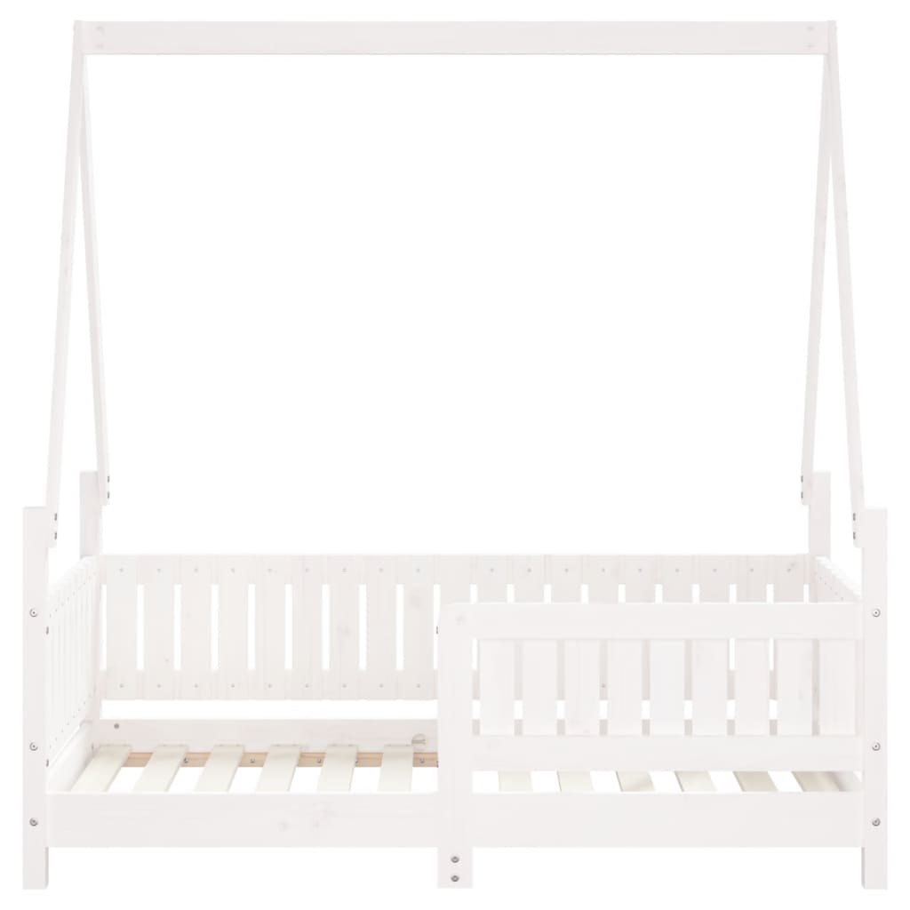 Kinderbedframe 70x140 cm massief grenenhout wit