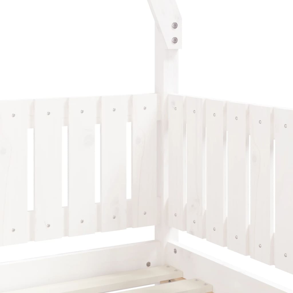Kinderbedframe 70x140 cm massief grenenhout wit
