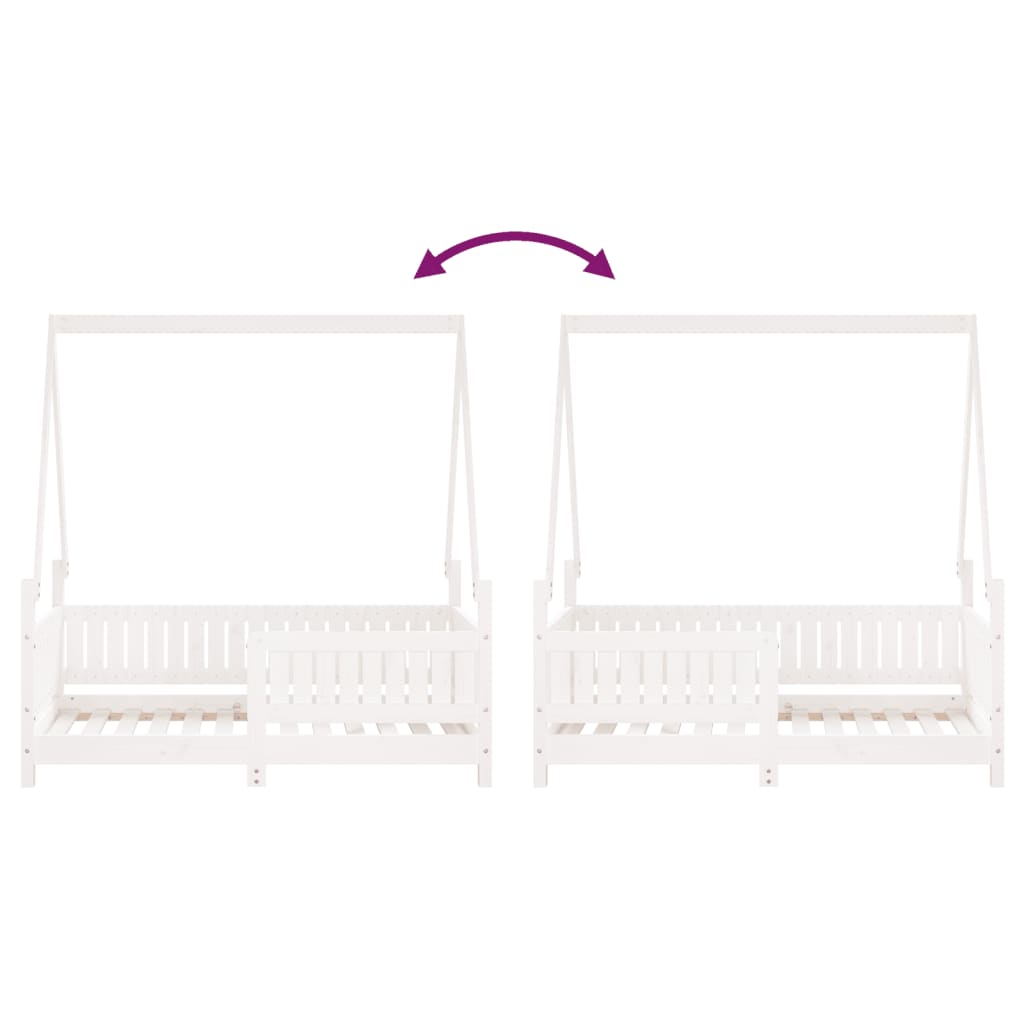 Kinderbedframe 70x140 cm massief grenenhout wit