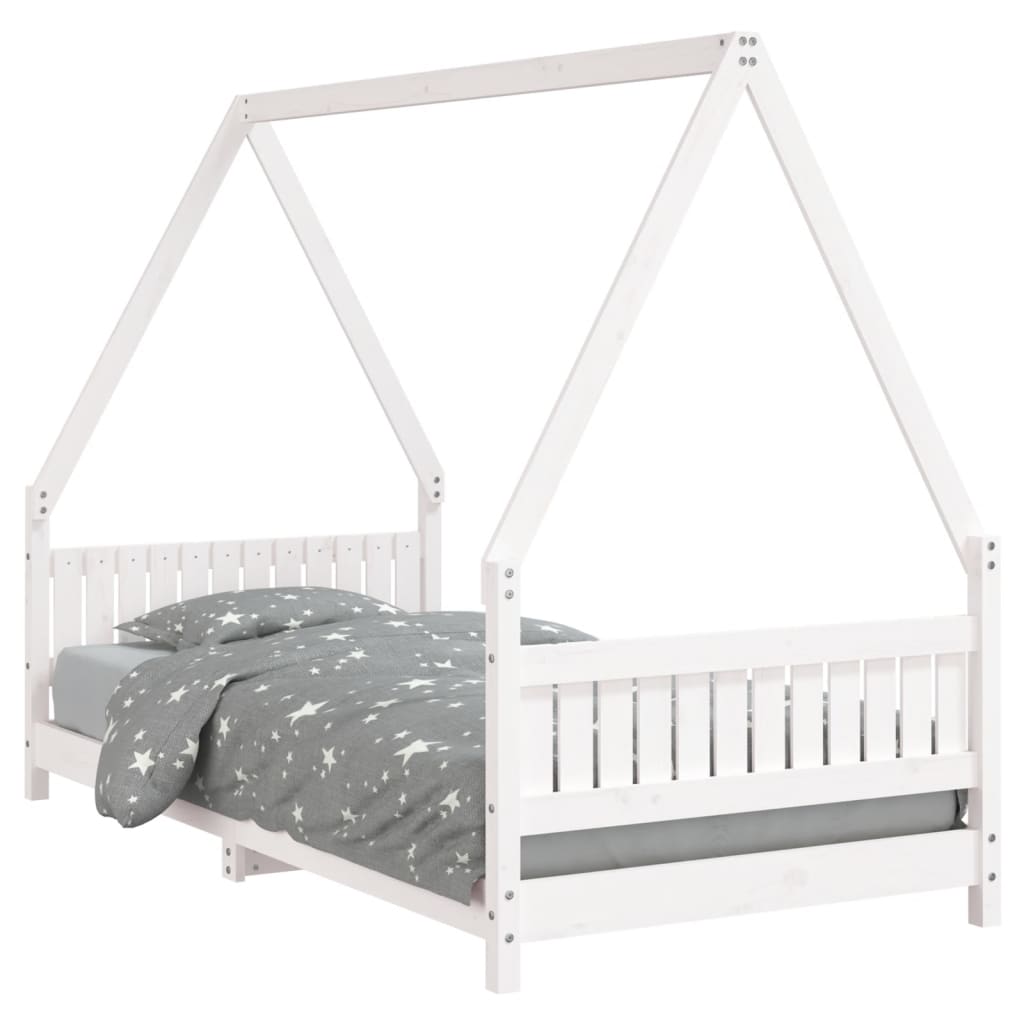 Kinderbedframe 90x190 cm massief grenenhout wit