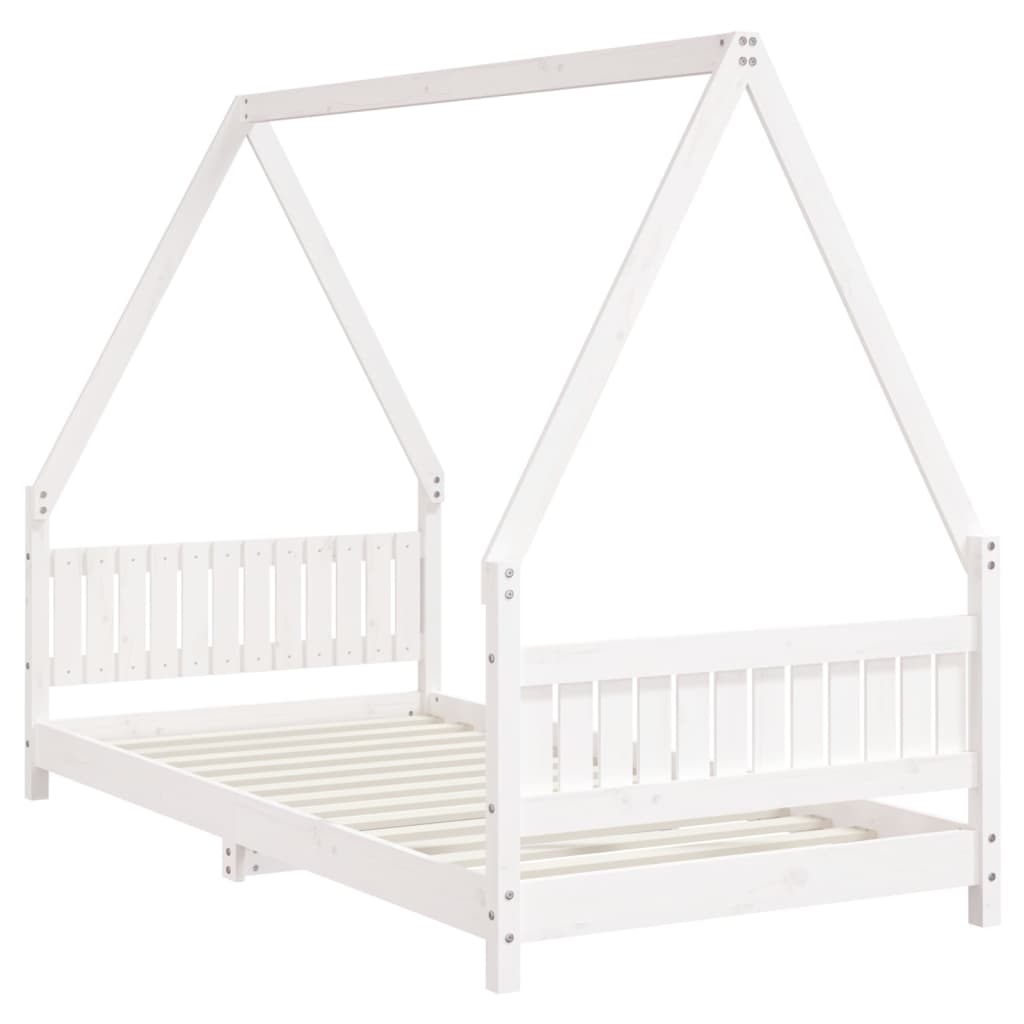 Kinderbedframe 90x190 cm massief grenenhout wit