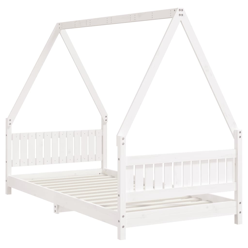 Kinderbedframe 90x190 cm massief grenenhout wit