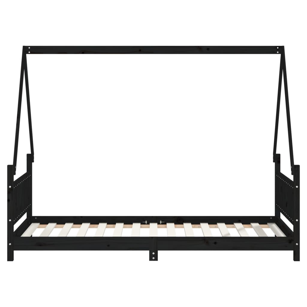 Kinderbedframe 90x190 cm massief grenenhout zwart