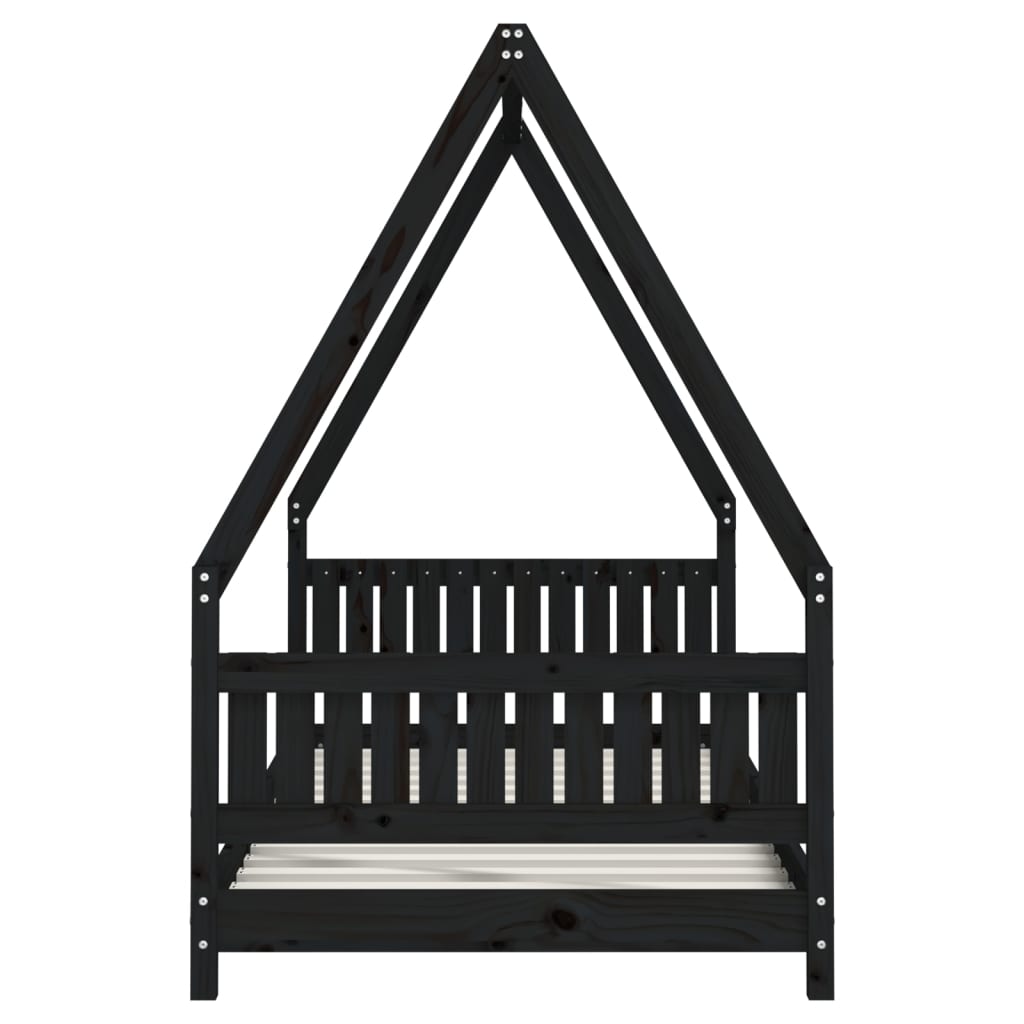 Kinderbedframe 90x190 cm massief grenenhout zwart