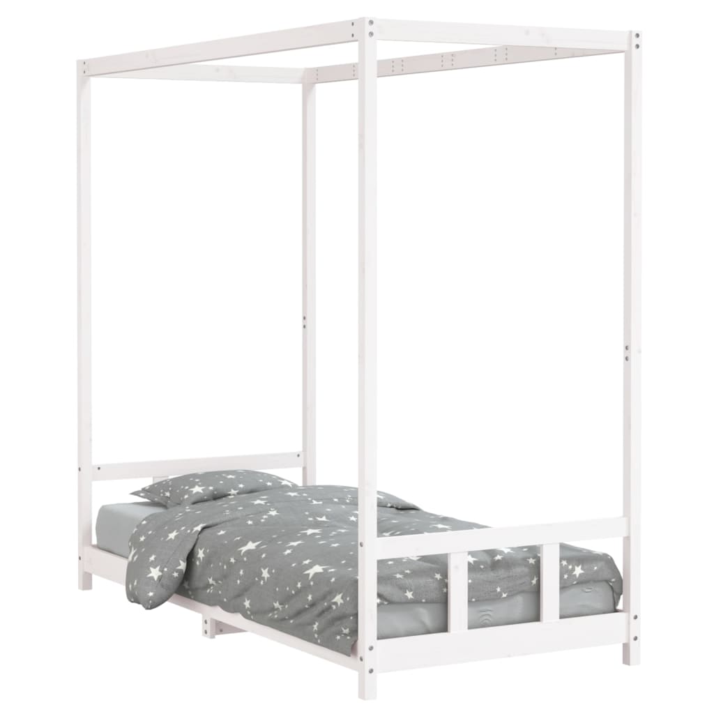 Kinderbedframe 90x200 cm massief grenenhout wit