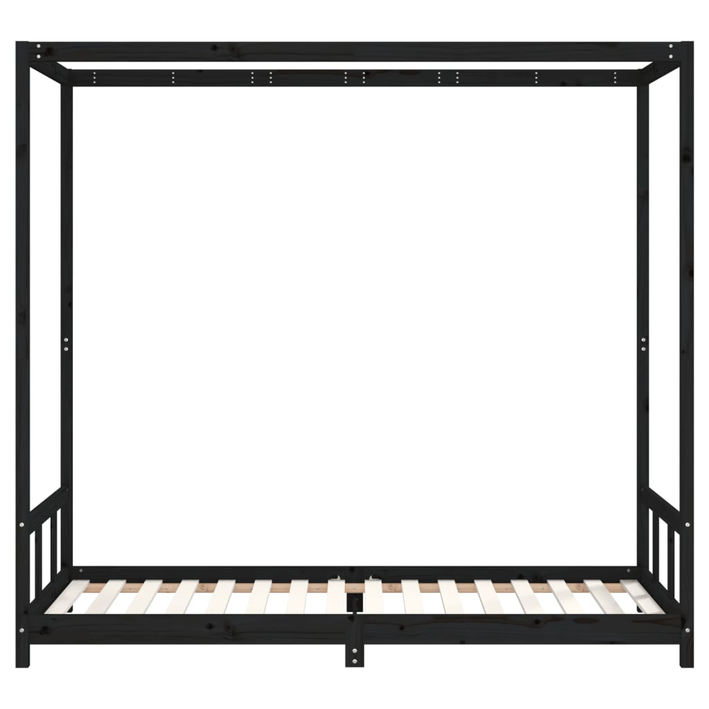 Kinderbedframe 90x200 cm massief grenenhout zwart