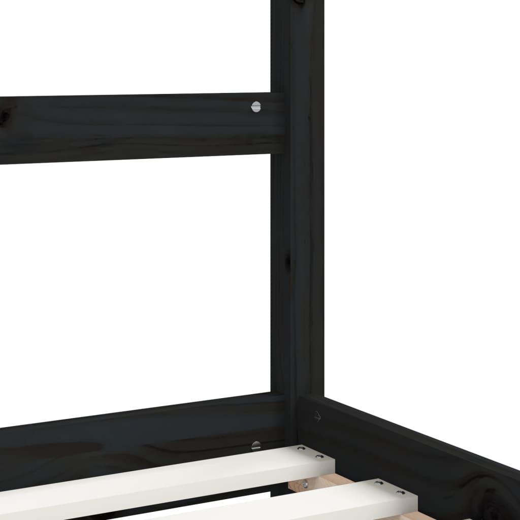 Kinderbedframe 90x200 cm massief grenenhout zwart