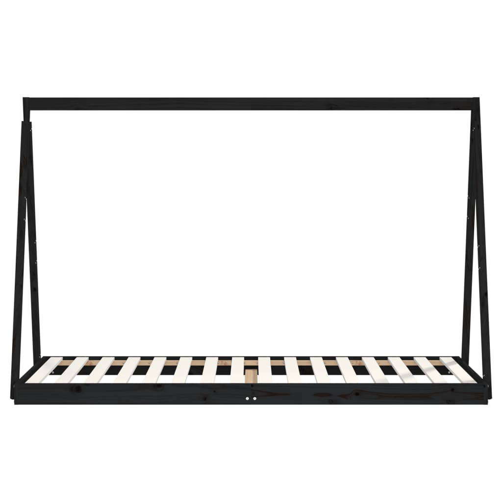 Kinderbedframe 80x200 cm massief grenenhout zwart