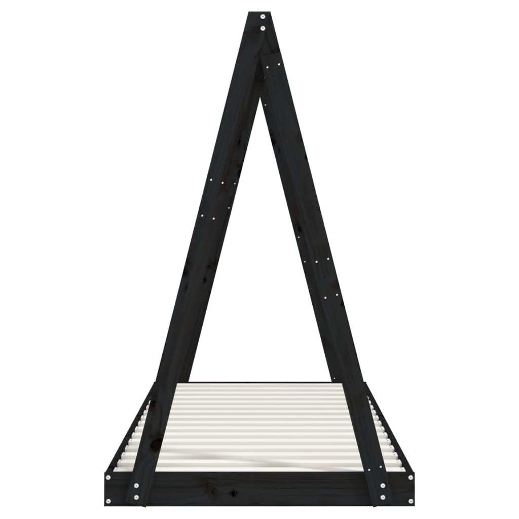 Kinderbedframe 80x200 cm massief grenenhout zwart